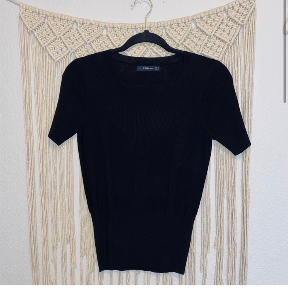 ZARA Knit Ribbed Black Top